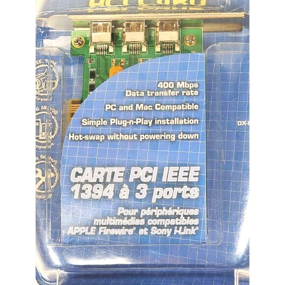 Dynes 3 Port FireWire IEEE 1394 PCI CARD DX-FC103 Factory SEALED Brand NEW - Picture 3 of 6